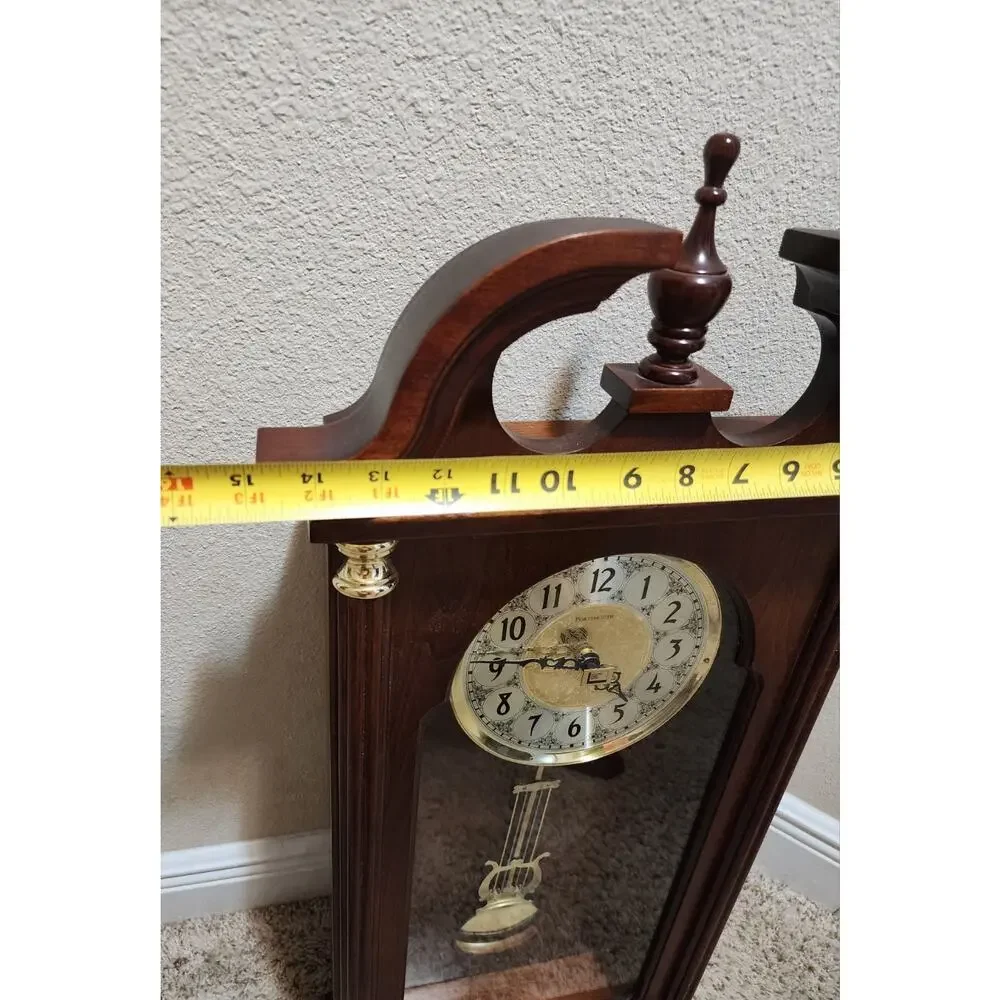 Hermle Hopewell Portsmouth Traditional Dark Wood Wall Clock 31” Decorative